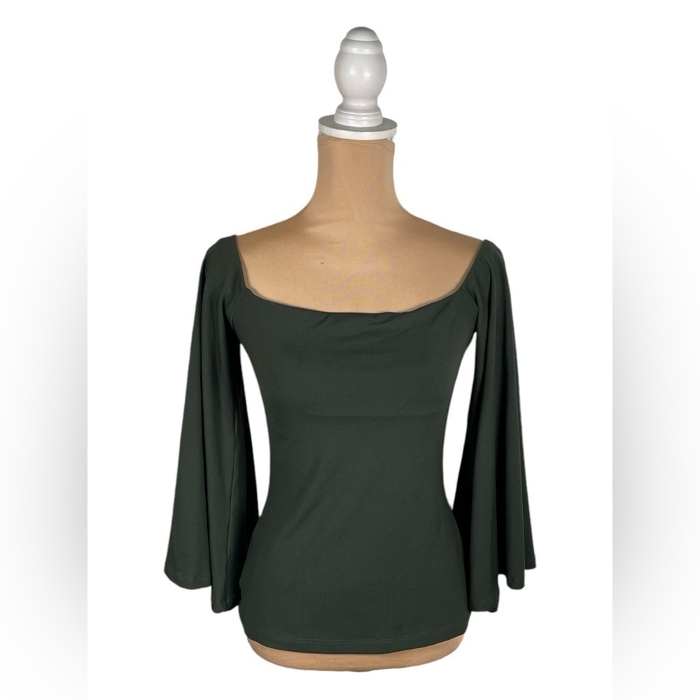 Susana‎ Monaco Green Puffy Long-sleeve Blouse Small
